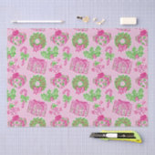 可愛い名門私立校風のクリスマスピンク&グリーンプレゼント&ボウ 薄葉紙 (クラフト)