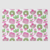 可愛い名門私立校風のクリスマスピンク&グリーンプレゼント&ボウ 薄葉紙 (正面)