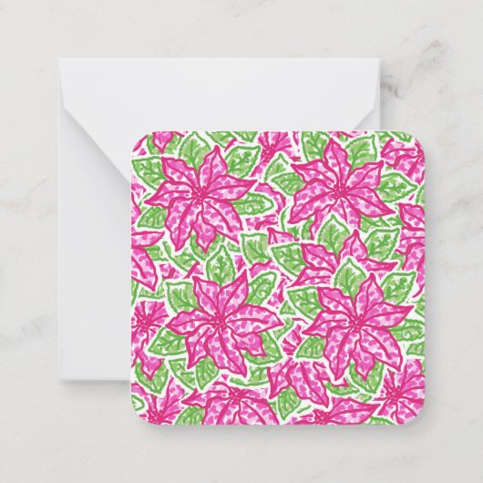 可愛い名門私立校風のクリスマスピンク&グリーンボウ囲い ノートカード (裏面)