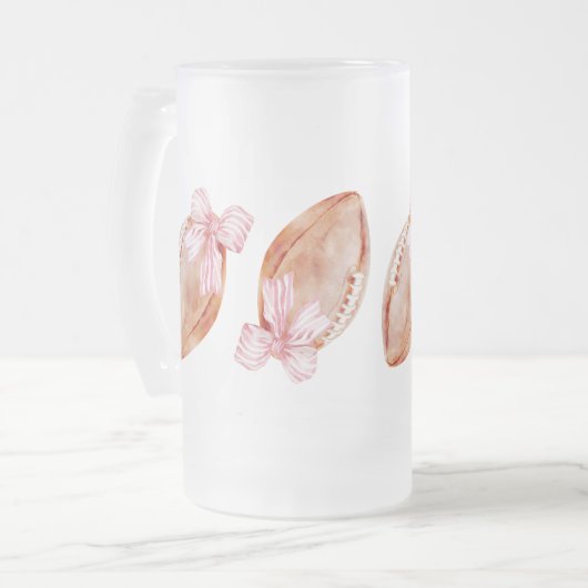 可愛い名門私立校風のサッカー秋女性は水の色を弓 フロストグラスビールジョッキ (正面左)