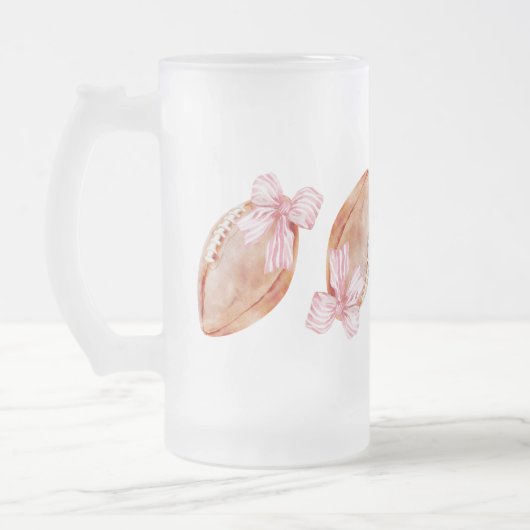 可愛い名門私立校風のサッカー秋女性は水の色を弓 フロストグラスビールジョッキ (左)