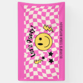 可愛い名門私立校風のY2Kホットピンクレトロ誕生日バナー 横断幕 (縦)