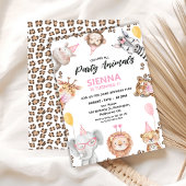 可愛い呼び出し全パーティー動物サファリ1歳の誕生日 招待状