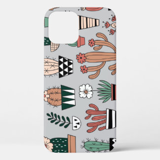 可愛い咲きキャッツ:手描き柄 iPhone 12ケース