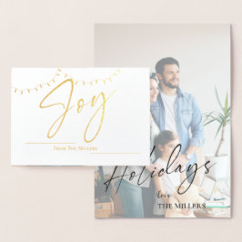 可愛い喜び写真の家族の名文字列ライトクリスマス 箔カード