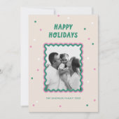 可愛い四角い枠ピンク+緑ハッピン シーズンカード (正面)