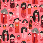 可愛い図解入りの、写真付きのこ日本のけしピンク ラッピングペーパー