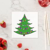 可愛い図解入りの、写真付きのクリスマスツリー スタンダードカクテルナプキン (インサイチュ)