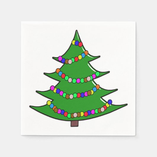 可愛い図解入りの、写真付きのクリスマスツリー スタンダードカクテルナプキン (正面)