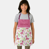 可愛い図解入りの、写真付きのディノ柄モノグラムと名前ap エプロン (インサイチュ)