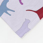 可愛い図解入りの、写真付きの猫歩く紫 フリースブランケット (角)