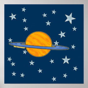 可愛い土星ポスター ポスター
