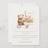 可愛い地元で育ったテディフローラカート赤ちゃんシャワー サンキューカード (正面)