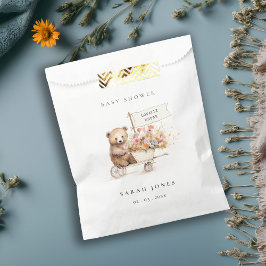 可愛い地元で育ったテディフローラカート赤ちゃんシャワー フェイバーバッグ