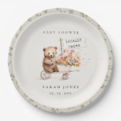 可愛い地元で育ったテディフローラカート赤ちゃんシャワー ペーパープレート (正面)