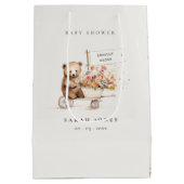 可愛い地元で育ったテディフローラカート赤ちゃんシャワー ミディアムペーパーバッグ (裏面)