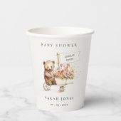 可愛い地元で育ったテディフローラカート赤ちゃんシャワー 紙コップ (正面)