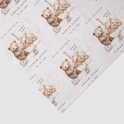 可愛い地元で育ったテディフローラカート赤ちゃんシャワー 薄葉紙 (詳細)