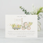 可愛い地元で育ったハリネズミのフローラバイクベビーシャワー サンキューカード (スタンド正面)