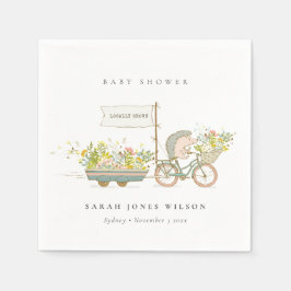 可愛い地元で育ったハリネズミのフローラバイクベビーシャワー スタンダードカクテルナプキン