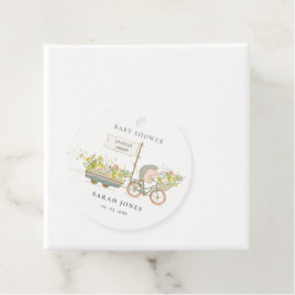 可愛い地元で育ったハリネズミのフローラバイクベビーシャワー フェイバータグ