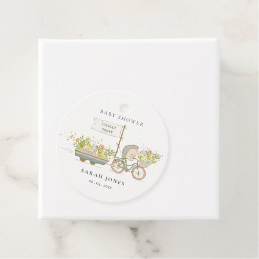 可愛い地元で育ったハリネズミのフローラバイクベビーシャワー フェイバータグ (インサイチュ)