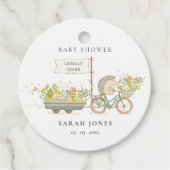 可愛い地元で育ったハリネズミのフローラバイクベビーシャワー フェイバータグ (正面)