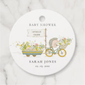 可愛い地元で育ったハリネズミのフローラバイクベビーシャワー フェイバータグ (正面)