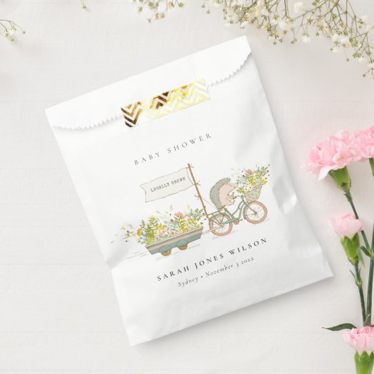 可愛い地元で育ったハリネズミのフローラバイクベビーシャワー フェイバーバッグ (封をした状態)