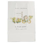 可愛い地元で育ったハリネズミのフローラバイクベビーシャワー ミディアムペーパーバッグ (裏面)