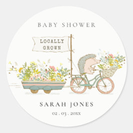 可愛い地元で育ったハリネズミのフローラバイクベビーシャワー ラウンドシール