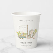 可愛い地元で育ったハリネズミのフローラバイクベビーシャワー 紙コップ (正面)