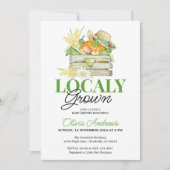 可愛い地元で育ったファーマーズマーケットベビーシャワー 招待状 (正面)