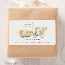 可愛い地元で育ったヘッジホッグのフローラバイクアドレス ラベル