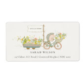 可愛い地元で育ったヘッジホッグのフローラバイクアドレス ラベル (正面)