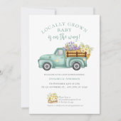 可愛い地元で育った水の色ニュートラルベビーシャワー 招待状 (正面)