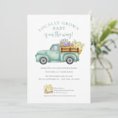 可愛い地元で育った水の色ニュートラルベビーシャワー 招待状 (スタンド正面)