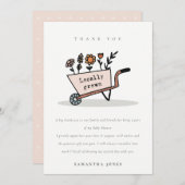 可愛い地元で育った赤面フローラカート赤ちゃんシャワー サンキューカード (正面/裏面)