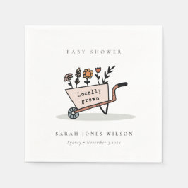 可愛い地元で育った赤面フローラカート赤ちゃんシャワー スタンダードカクテルナプキン