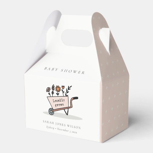 可愛い地元で育った赤面フローラカート赤ちゃんシャワー フェイバーボックス (正面サイド)
