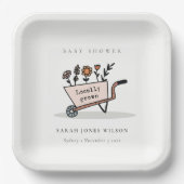 可愛い地元で育った赤面フローラカート赤ちゃんシャワー ペーパープレート (正面)