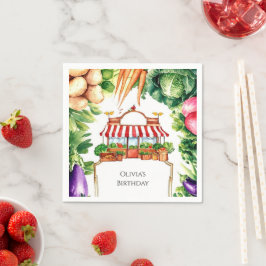 可愛い地元で育った農家市場誕生日 スタンダードカクテルナプキン