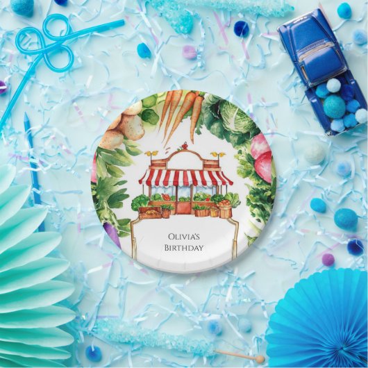 可愛い地元で育った農家市場誕生日 ペーパープレート (パーティー)