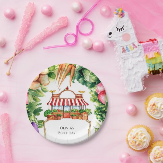 可愛い地元で育った農家市場誕生日 ペーパープレート (パーティー)