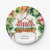 可愛い地元で育った農家市場誕生日 ペーパープレート (正面)