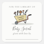 可愛い地元で育った黄色のフローラカートベビーライブラリ スクエアシール (正面)