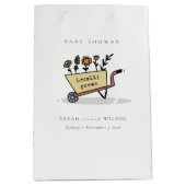 可愛い地元で育った黄色のフローラカート赤ちゃんシャワー ミディアムペーパーバッグ (正面)