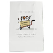 可愛い地元で育った黄色のフローラカート赤ちゃんシャワー ミディアムペーパーバッグ (裏面)