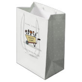 可愛い地元で育った黄色のフローラカート赤ちゃんシャワー ミディアムペーパーバッグ (裏面アングル)