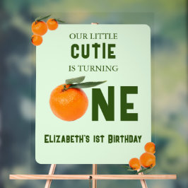 可愛い坊やの1歳の誕生日 オレンジ アクリルサイン